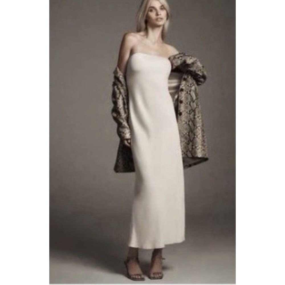 Anthropologie Slip Midi Dress Strapless Tilda Beige Preppy Resort Size XL NWT